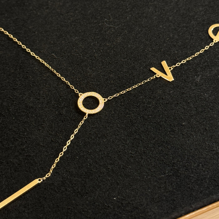 14K Yellow Gold Simple LOVE Letter Necklace