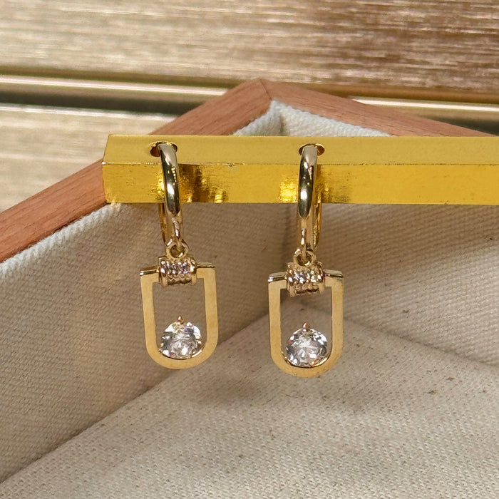 14K Yellow Gold Hoop Dangle Earring
