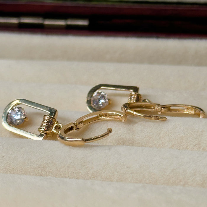 14K Yellow Gold Hoop Dangle Earring