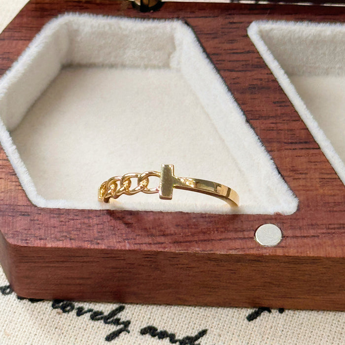 14K Yellow Gold Knitted Chain Band Ring
