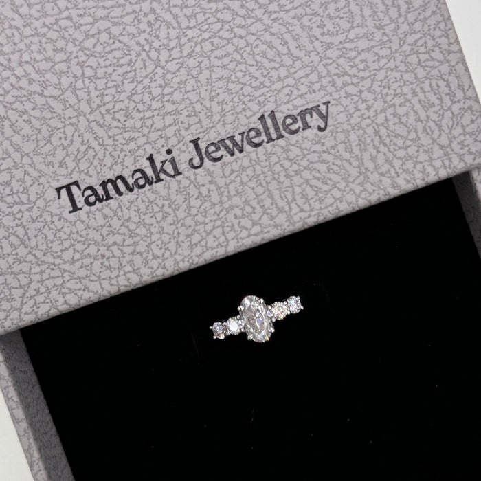 10K White Gold 1.2 Carat Oval Moissanite Solitaire Engagement Ring